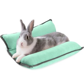 Tierecare Rabbit Bed, Washable Bunny Pillow, Reversible Lounger Pad, Soft Small Animal Bedding, Stress Relief Pet Mat for Kittens, Guinea Pigs, Puppies