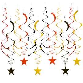 GAKA FAVOR Pack of 24 Red Black Gold Spiral Garland Decoration, Glitter Swirl Decoration for Casino Party, Graduation, Birthday, Wedding, New Year's Eve or Carnival