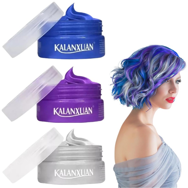 Set 3pcs Cera para Peinar Cabello Cambio Color Temporal Kalanxuan