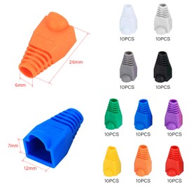 Aussel 10 Color 100PCS Soft Plastic Ethernet RJ45 Cable Connector Boots Plug Cover