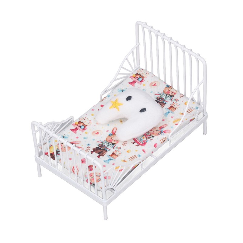 1:12 Scale Dollhouse Furniture Mini Bed Set Decorative Pillow Metal