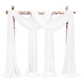 Wedding Arch Draping Fabric,8 Panels 28" x20ft Cream White Wedding Arch Drapes for Ceremony Chiffon Fabric Drapes Arbor Drapery Wedding Arch Decorations for Reception Sheer Backdrop Curtains for Party
