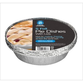 Four Season 5 Foil Pie Dishes with Lids Disposable Aluminium Foil Baking/Roasting (Pack of 10)