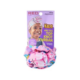 Red by Kiss Kids Pre-Tied Top Knot Turban, African Soft Spandex Turban, Stretch Head Wear, Head Wrap