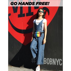 Fydelity Small Fanny Packs for Women – 80s/90s Slim Bum Bag – Unisex Rainbow Crossbody Bag, Belt Bag for Travel, Festivals, & Daily Use – Rainbow Belt Bag for Women | Rainbow Stipe Black