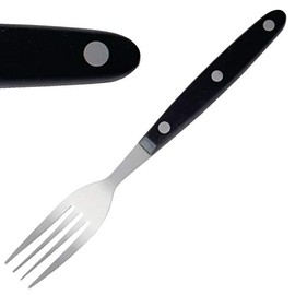 12X Steak Fork Black Handle 200mm 18/0 Stainless Steel Cutlery Kitchen