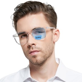 OCCI CHIARI Transition Bifocal Reading Glasses for Men XL Blue Light Blocking Readers Clean 1.75x