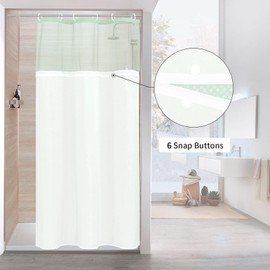 MitoVilla Green Small Stall Shower Curtain 36 x 72, Narrow Half Size Waffle Weave Fabric Shower Curtain Set with Water-Repellent Snap-in Liner for Modern Neutral Hotel Bathroom Decor, Mint Green