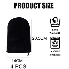 4 PCS Tanning Mitt, Self Tan Mitt, Tanning Glove for Reusable Sunbathing (Black)