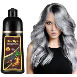 Fvquhvo- Champú para teñir el cabello de gris plateado al instante (3 en 1), 16,9 onzas líquidas, de larga duración, sin fragancia, champú para teñir