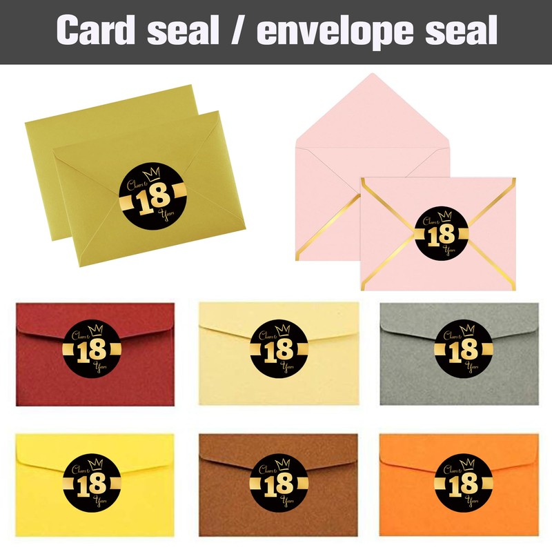 Sumerk 48 PCS Black and Gold 18th Birthday Stickers 2