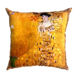 whooplaArt Decorative Velvet Square Pillow Cushion Cover Gustav Klimt Repro Artwork The Lady in Gold Both Sides 18x18 Inch 45cm (LC-850)