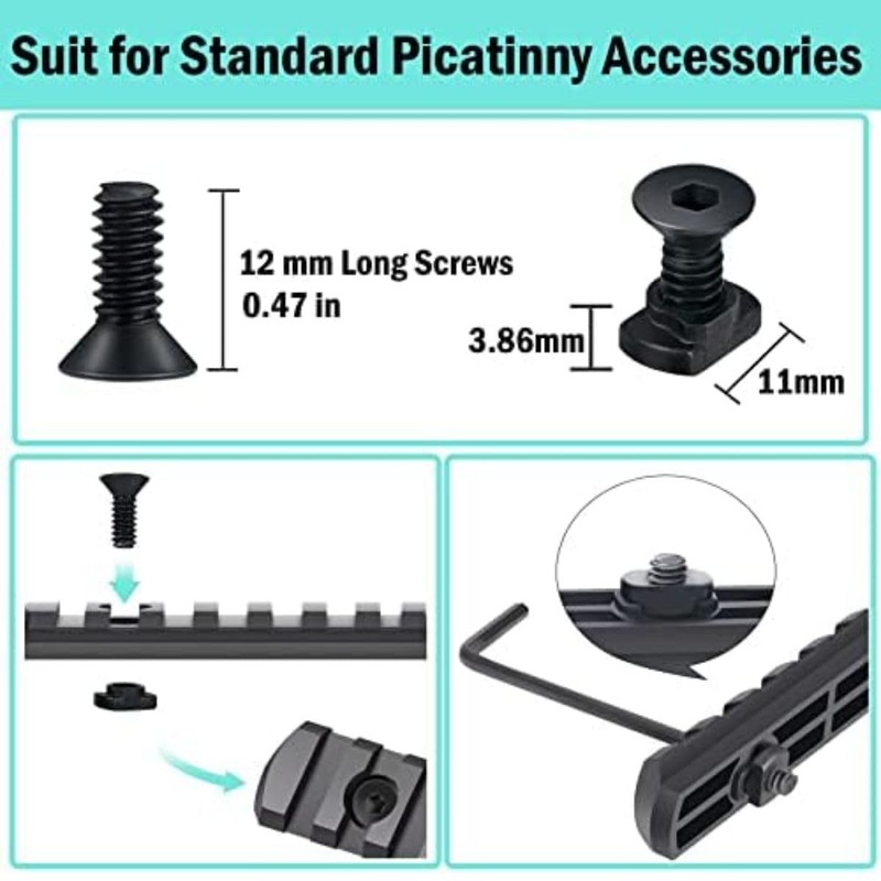 12pcs M5 T-Nut Screw Replacement Sets,Compatible with Rail Mount, Mlok