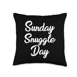 Sunday Snuggle Day Relax Cute Relationship Couple Throw Pillow, 16x16, Multicolor