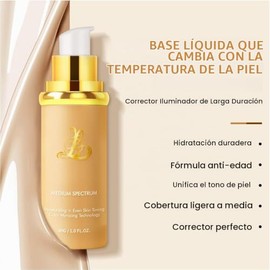 BASE DE MAQUILLAJE VERSÁTIL 4 EN 1: Base de maquillaje líquida con protector solar FPS 50, corrector y humectante. Ajusta automáticamente al tono de t