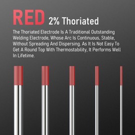 YESWELDER TIG Welding Tungsten Electrode 2% Thoriated 3/32" x 7" (Red, WT20/EWTh-2) 10-pk
