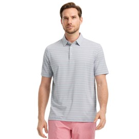 Rouen Golf Shirts for Men Dry Fit Short Sleeve Performance Business Sports Casual Striped Mens Golf Polo Shirts