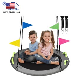 Zoshine Portable 40-Inch Outdoor Fabric Swing Easy Storage Grey Water-Resistant Design with Safety Hanging Systemcolor: Gray