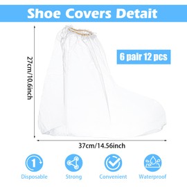6 Pairs Shoe Cover, Plastic Boot Cover, Waterproof Shoes Covers for Rain, Rain Shoe Covers Fit for Men and Women, Water Rides(Non-Slip, Clear)