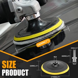 Junchamp 7 Pieces 7 Inch Wool Polishing Pad Wool Bonnet Pad Wool Polishing Hook and Loop Buffing Pad Woolen Polishing Waxing Pads Drill Polishing Pad Kit for Car Polishing