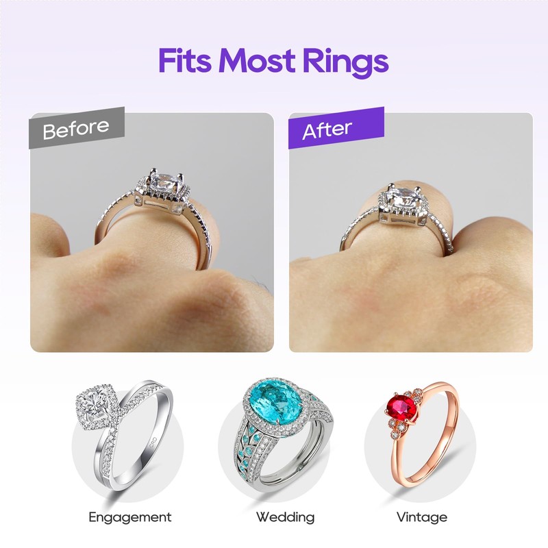 Yaogniy 12-Pack Ring Sizer for Loose Rings, 4 Sizes Invisible
