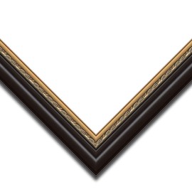 Poster Palooza 4x12 Frame Black and Gold Ornate Solid Wood Picture Frame | 1.5 Inch Moulding Width | with UV Acrylic Plexiglass, Foam Board Backing & Hanging Hardware Included