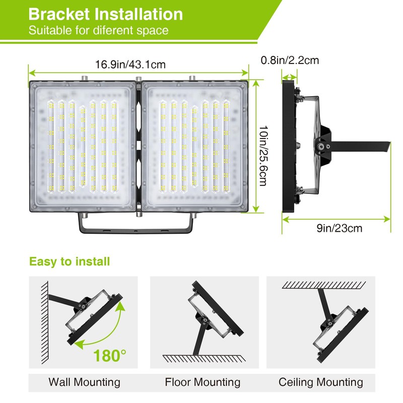 STASUN 2 Pack 400W LED Flood Lights, Mini Series Exterior
