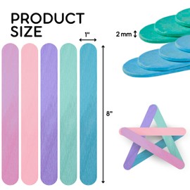 300PCS Pastel Jumbo Popsicle Sticks – 8 Inch Large Ice Cream Stick and Colored Popsicle Sticks Jumbo Wooden Colored Sticks for Crafts DIY and Popsicle Sticks Colored Projects