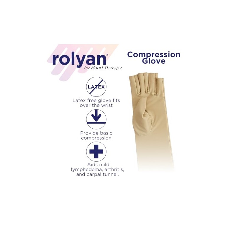Rolyan - Guantes de compresión con costuras en el interior
