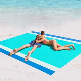 WIWIGO Beach Blanket Waterproof Sandproof Beach Mat 79" X 83" /10'x9'for 2-8 Adults Quick Drying Outdoor Picnic Mat Beach Accessories for Travel, Camping, Hiking
