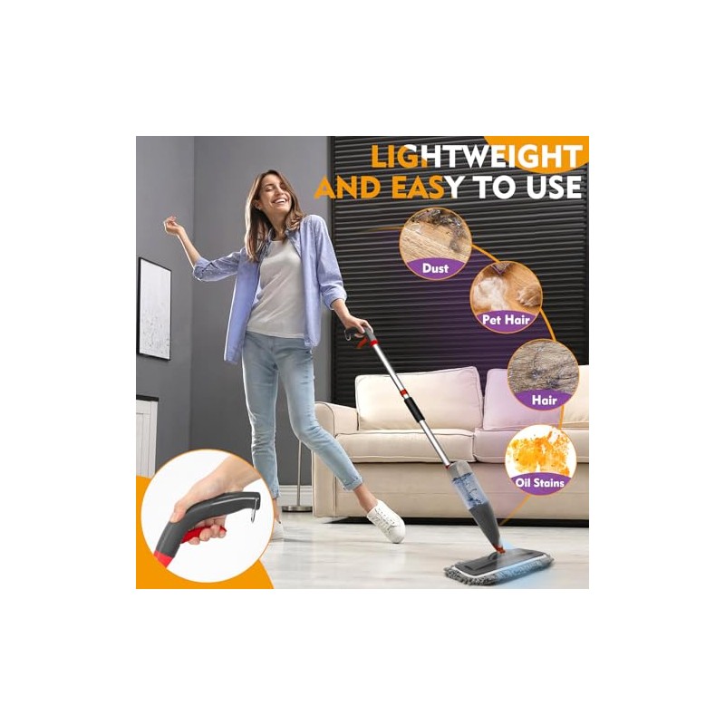 Spray Mop for Floor Cleaning with Washable Pads, Microfiber Wet