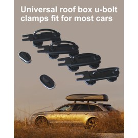 4 PCS Stainless Steel Universal Roof Box U-Bolt Clamps Van Mounting Accessory Kit U Brackets Installation Accessory Van Roof Rack Mount Kit 85mm Inner Width with 8 Lock Nuts, 2 Straps