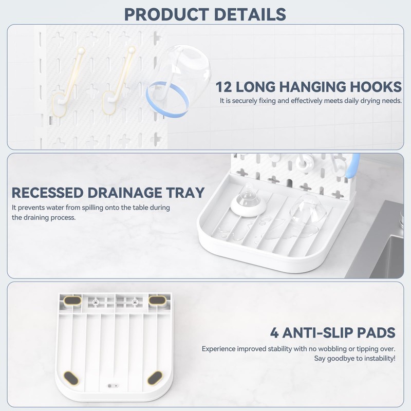 Baby Bottle Drying Rack Bottle Dryer Rack for 12 Bottle