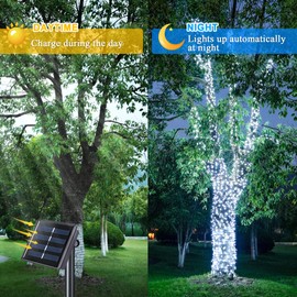 JMEXSUSS 2 Pack Solar String Lights Outdoor Waterproof, Each 75.5 ft 200 LED Solar Christmas Lights, 8 Modes Solar Tree Lights for Outside Patio Yard Christmas Decorations (White)