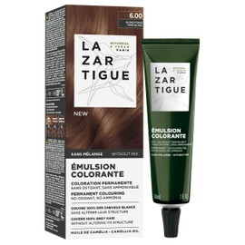 Lazartigue Emulsion Colorante, 6.00 Dark Blonde, Ammonia-Free Permanent Hair Color, 100% Grey Coverage, with Camellia Oil, Vegan, 2 fl.oz – No Mix, Ready-to-Use