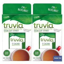 Truvia Stevia Leaf Sweetener Tablets - 2 x 100s Packs - Natural Sweetness Without Calories