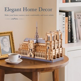 3D Wooden Puzzle for Adults — Notre Dame de Paris Cathedral Model Building Sets, DIY Craft Kits, Unique Gift and Home Decor for Architecture Enthusiast (330PCS)