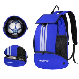 EULANT Improved Football Backpack with Shoe Compartment, Multifunctional Backpack with Bottom Compartment, Waterproof Sports Bags for Basketball, Swimming, Camping, Training, Beach, Yoga, Dry Wet