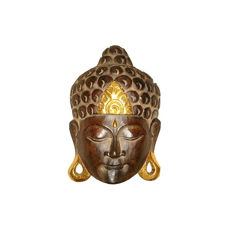 Woru Buddha Mask Gold Handmade Wooden Mask from Bali Wall