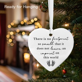 Baby Loss Memorial Ornament Miscarriage Support Gift Stillborn Baby No Footprint So Small Heart Sympathy Gift for Infant Loss Heart Ceramic Ornament