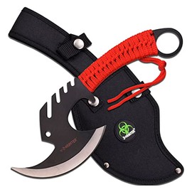 Z Hunter - Fantasy Axe - Black and Satin Finish Stainless Steel Axe Head, Black Stainless Steel Handle w/Red Cord Wrap, Full Tang, Well Balanced, Zombie Slayer - ZB-AXE3R