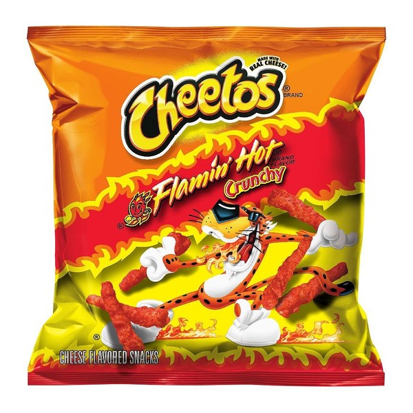 Cheetos Cheese Snacks, Crunchy Hot, 2-Ounce Large Single Serve Bags (Pack of 64)