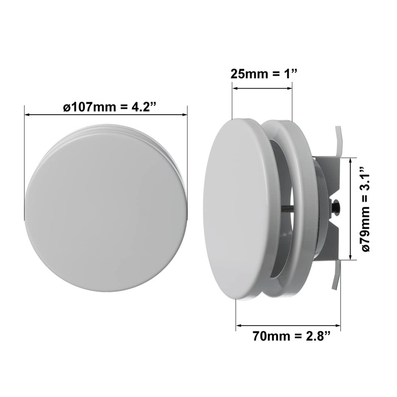 EUROPLAST Diameter 80 mm supply air valve, plate valve, ceiling