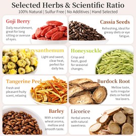 Hee Creek Liver Care Tea Bags 90 Bags/450g Natural 8 Dried Herbs for Liver Detox Chrysanthemum Cassia Seed Wolberry Honeysuckle Burdock Root, Caffeine Free, No Additives 养肝茶 护肝 排毒茶