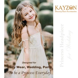 Wedding Hair Accessories for Kids, Flower Girl Hair Accessory, Princess Headpiece White Flower Headband Pearl for Girl and Flower Girls Cute Bridal Wedding Hair Band, Women's Fashion Headbands (Gold)