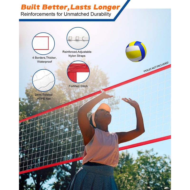 XXXYYY Heavy Duty Swimming Pool Volleyball Net Replacement, Lengthened 15FT-28FT
