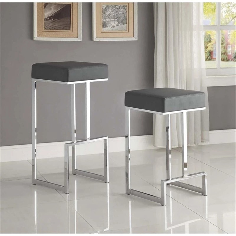 Pemberly Row 25" Modern Faux Leather Counter Height Stool in
