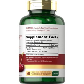 Cpsulas Cereza cida (tart) 10,500 Mg 200 Pzas Sin Gluten Sin Sabor                                                                                    