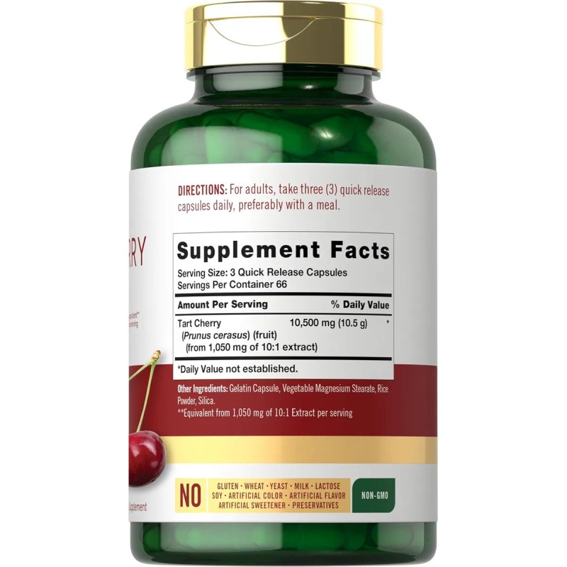 Cpsulas Cereza cida (tart) 10,500 Mg 200 Pzas Sin Gluten