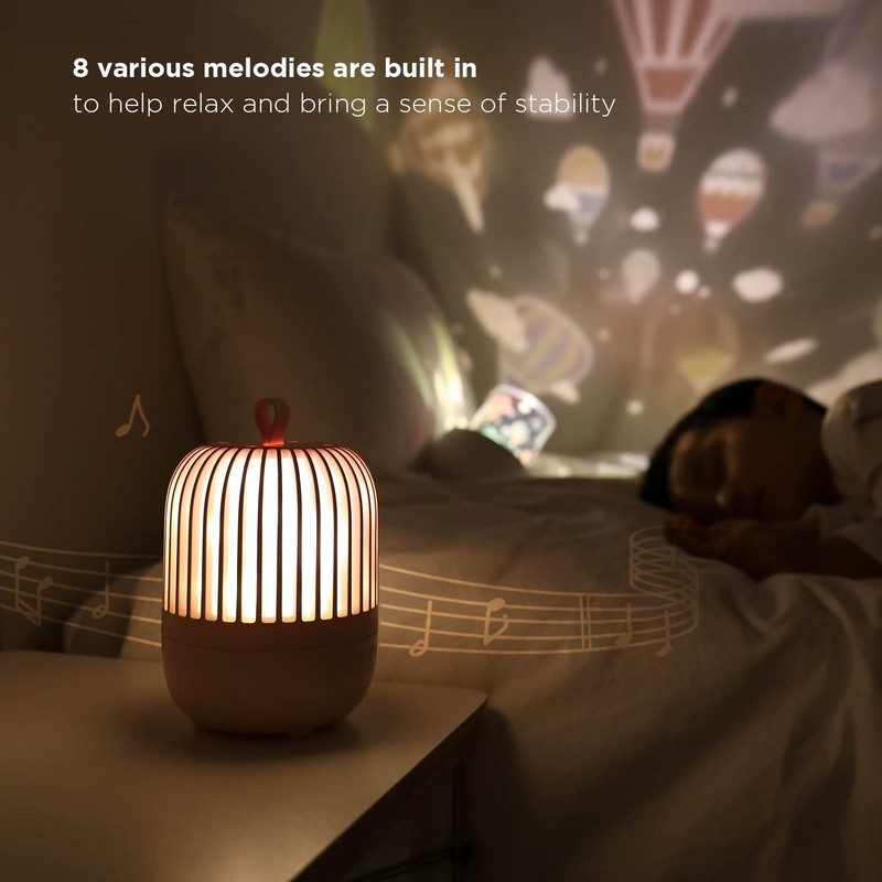 mooas Rotating Projector Melody Nightlight (White), 360° Rotating Nightlight, Wonderland